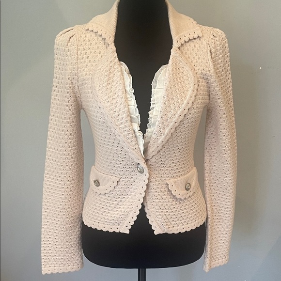 Pale pink sweater blazer fitted - Picture 1 of 5
